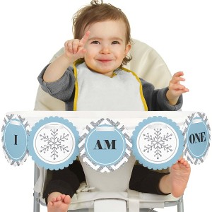 Big Dot of Happiness Onederland 1st Birthday - I Am One - First Winter Wonderland Birthday High Chair Banner - 1 of 4