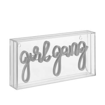 11.88" Girl Gang Contemporary Glam Acrylic Box Pendant (Includes LED Light Bulb) Neon Pink - JONATHAN Y