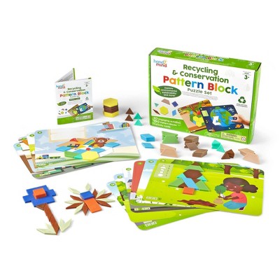 Hand2Mind Recycling & Conservation Pattern Block Puzzle Set