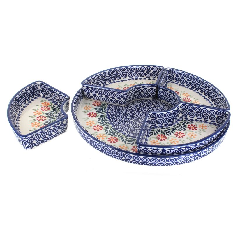 Blue Rose Polish Pottery N008 Manufaktura Tray with 4 Plates, 2 of 4