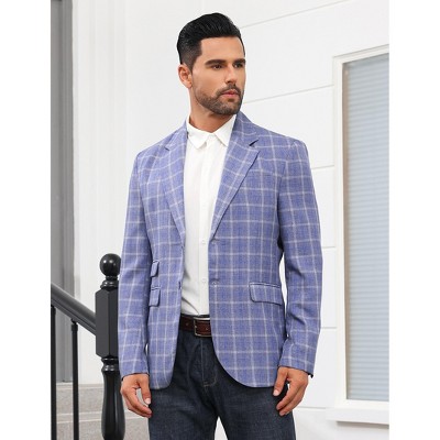 YesFashion Men's Button Down Blazer Casual Business Long Sleeve Lightweight Coat Jacket with Pockets Blue 2XL — фото 4