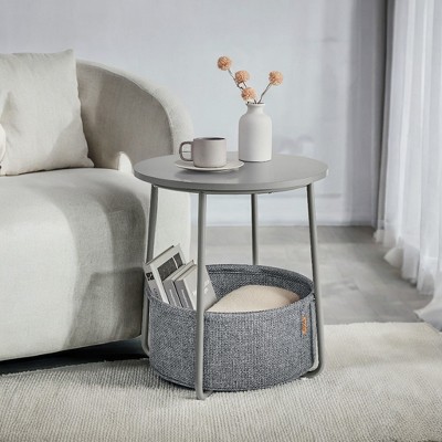LEDREM Small Side Table with Storage Round End Tables Living Room Side Tables for Small Spaces Bedroom