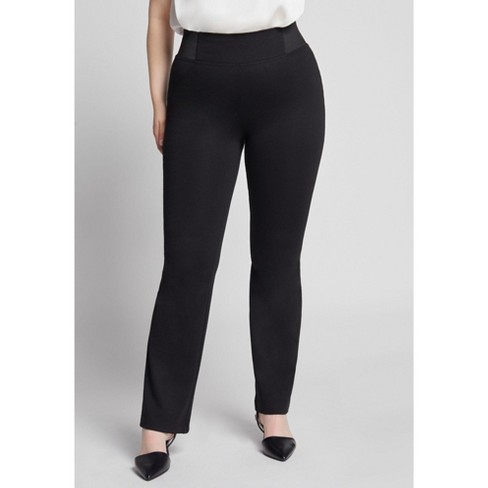 June + Vie By Roaman's Women's Plus Size Formfit Bootcut Ponte Pant., 22/24  - Black : Target