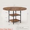 Round Dining Table for 4, Kitchen Dining Room Circle Dinner Pedestal Table w/ Storage Shelves & Roman Metal Legs - 2 of 4