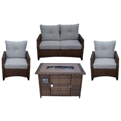 Costa Mesa 5pc Loveseat Set - Brown - Courtyard Casual