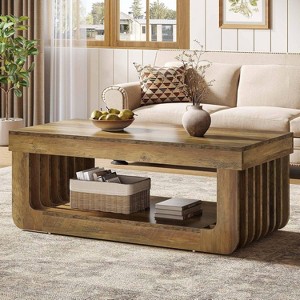 Hommoo Farmhouse Coffee Table with Unique Frame Brown - 1 of 4