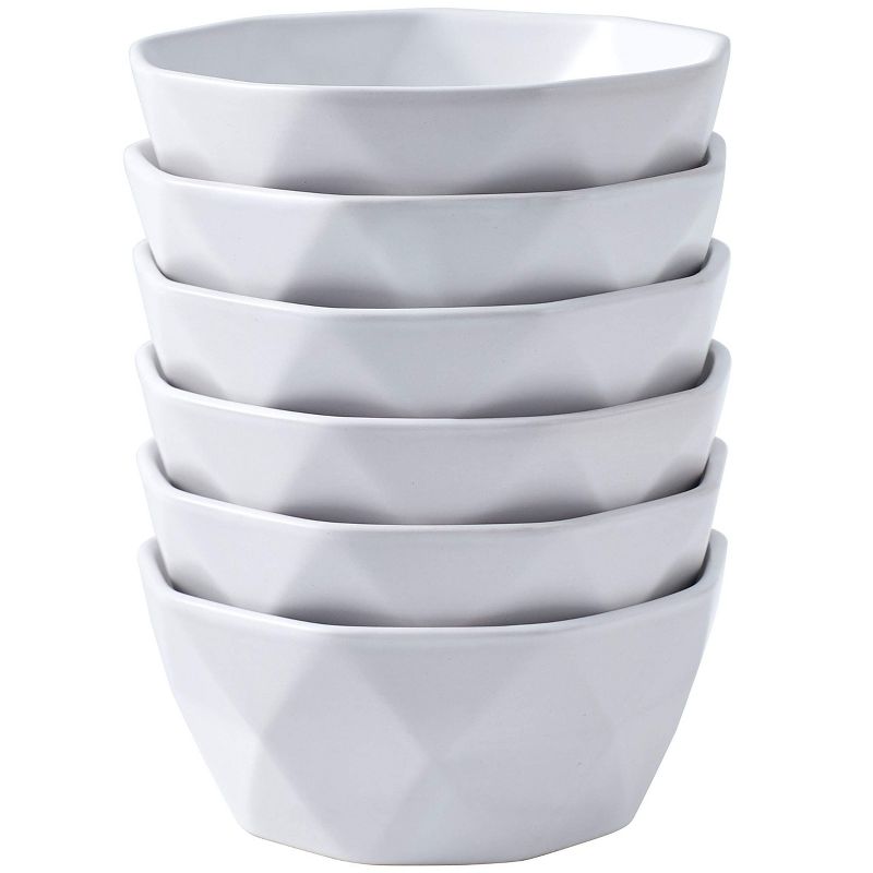 Bruntmor 60 Oz Geometric Ceramic Soup Bowl, Set of 2 White, 1 of 8