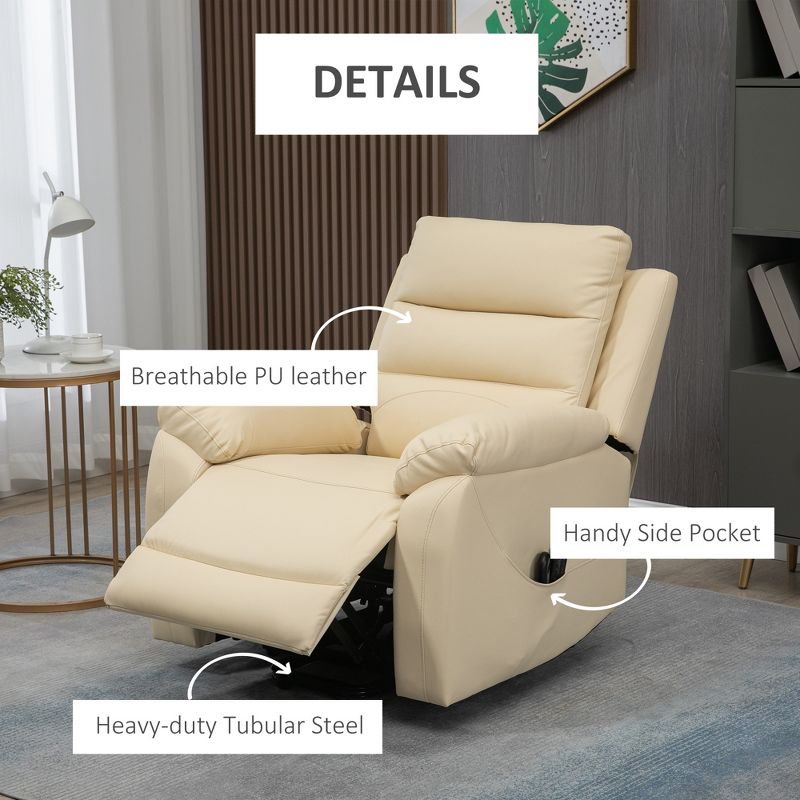 HOMCOM Electric Power Lift Chair for Elderly with Massage, PU Leather Oversized Living Room Recliner with Remote Control, and Side Pockets, 5 of 7