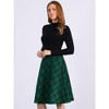 INSPIRE CHIC Women's Tartan Plaid High Waist Belted Vintage A-Line Midi Skirt - 2 of 4