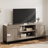 Farmhouse TV Stand with 2-Tier Adjustable Shelves, Wooden Entertainment Center for 75 Inch TV with Storage Compartments - 2 of 4