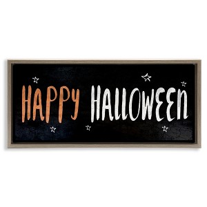 Stupell Industries Happy Halloween Spooky Stars Black Framed Floater Canvas Wall Art - 1 of 4