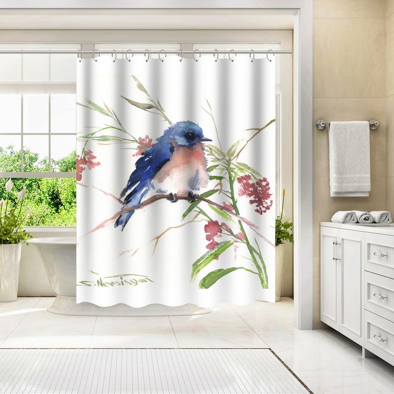 Americanflat 71" x 74" Shower Curtain, Blue Bird 8 by Suren Nersisyan, 4 of 9