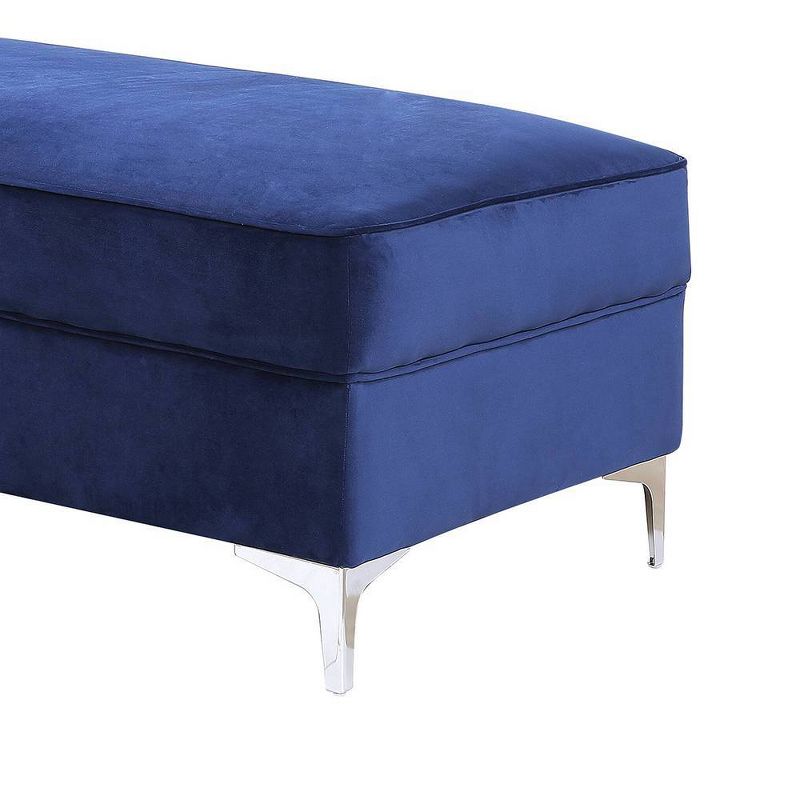 45&#34; Bovasis Velvet Ottoman Blue - Acme Furniture, 3 of 7