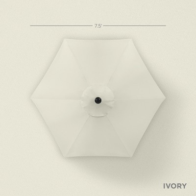 Ivory Hexagon Outdoor Umbrella with Steel Frame and Crank Lift