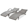 Nestfair Set of 2 Wicker Pull-out Side Table Adjustable Backrest Rattan Outdoor Chaise Lounge Gray - 2 of 4
