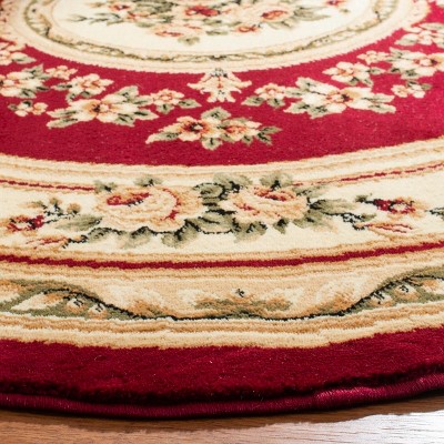 Elegant Ivory Synthetic 8' Round Hand-Knotted Area Rug