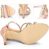 BLISSFUL STEP Women's Rhinestone Ankle Strap Open Toe Heeled Sandals - 3 of 3