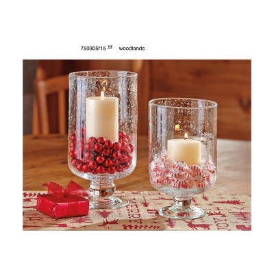 Clear Bubble Glass Hurricane Candle Holder, Medium