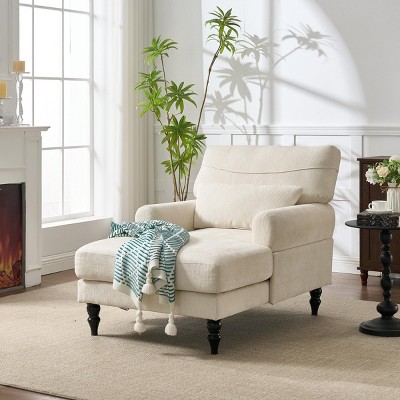 Modern Upholstered Chaise Lounge Sofa Chair, Cozy Recliner with Thick Cushion for Living Room or Bedroom - The Pop Home