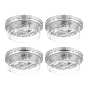 Prominence Home 4 Pack Madalyn 13" Ceiling Light Clear Drum Glass Brushed Nickel - 1 of 4