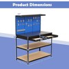 Costway 48" x 24" Workbench Heavy-Duty WorkTable with 3 PCs Pegboard Drawer & Shelves Navy/Black - 3 of 4