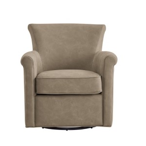 TiramisuBest Faux Leather Swivel Accent Chair-Willow taupe - 1 of 4