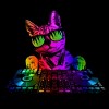 Junior's Design By Humans Cool Cat DJ By clingcling T-Shirt - 2 of 3