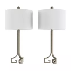 Set of 2 Greek Key Lamps Antique (Includes LED Light Bulb) Silver - Trademark Global