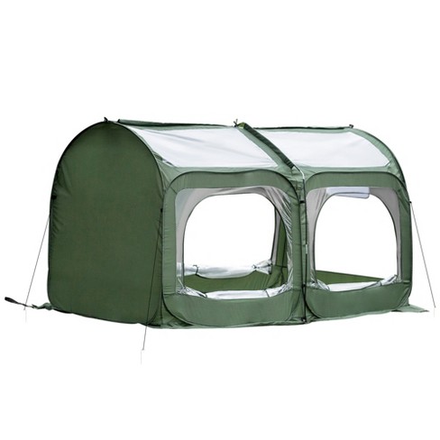 Pop up outlet greenhouse tent