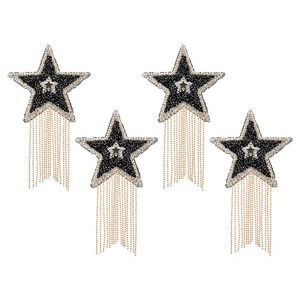 Unique Bargains Star Shape Rhinestone Glitter Iron On Sew Beaded Applique Patches 4 Pcs - 1 of 4