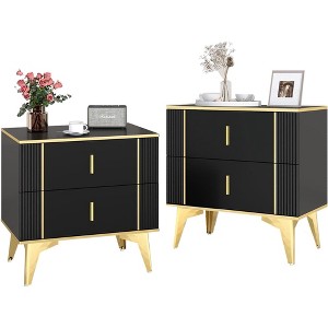 TiranisuBest White Nightstand with Drawers:Black Nightstand Bedside Table,Modern Nightstand Wood Nightstand, Night Table for Bedroom Bed Stand - 1 of 4