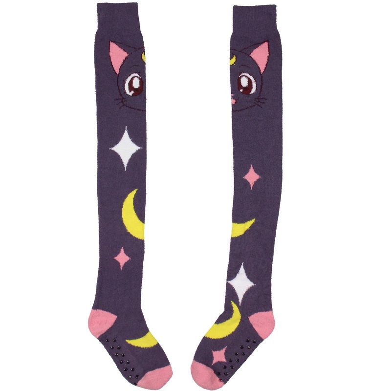 Sailor Moon Crystal Women's Luna Character Design Over Knee High Socks Purple, 2 of 6