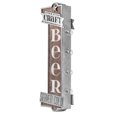 Craft Beer Vintage LED Marquee Sign Wall Decor Brown/Silver - Crystal Art Gallery