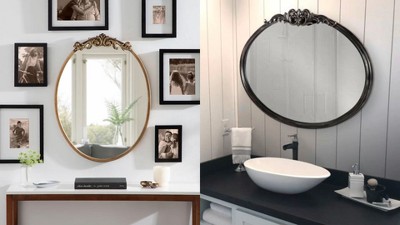 Arendahl 24" Round Gold Ornate Metal Vanity Mirror