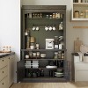 Acekool 72" Farmhouse Pantry Cabinet - Coffee Bar Station with 3-Color LED Lights, Ample Storage & S-Hooks for Kitchen, Dining Room - 3 of 4