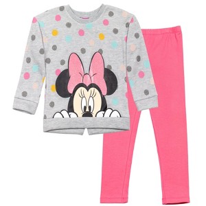 Disney Minnie Mouse Baby Girls Pullover Fleece Sweatshirt and Leggings Outfit Set Toddler - 1 of 4