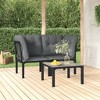 vidaXL Patio Furniture Set Outdoor Loveseat Sofa Black and Gray Poly Rattan - 2 of 4