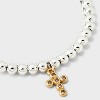 Silver Plated Two Tone Cubic Zirconia Cross Beaded Bolo Bracelet - Silver/Gold - image 4 of 4