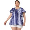 Agnes Orinda Women's Plus Size Cute Short Sleeve V Neck Casual Stripe Blouses - 3 of 4