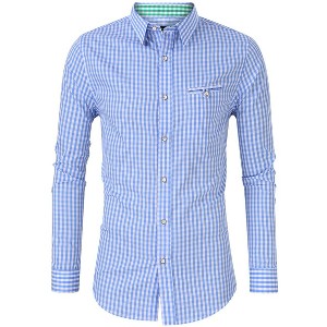 Coolmee Men's Plaid Button Down Shirts Long Sleeve Dress Shirts Regular Fit Business Gingham Shirts - 1 of 4