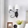 PAKOKULA Matte Black Farmhouse Double Wall Sconce with White FabricShade - 4 of 4