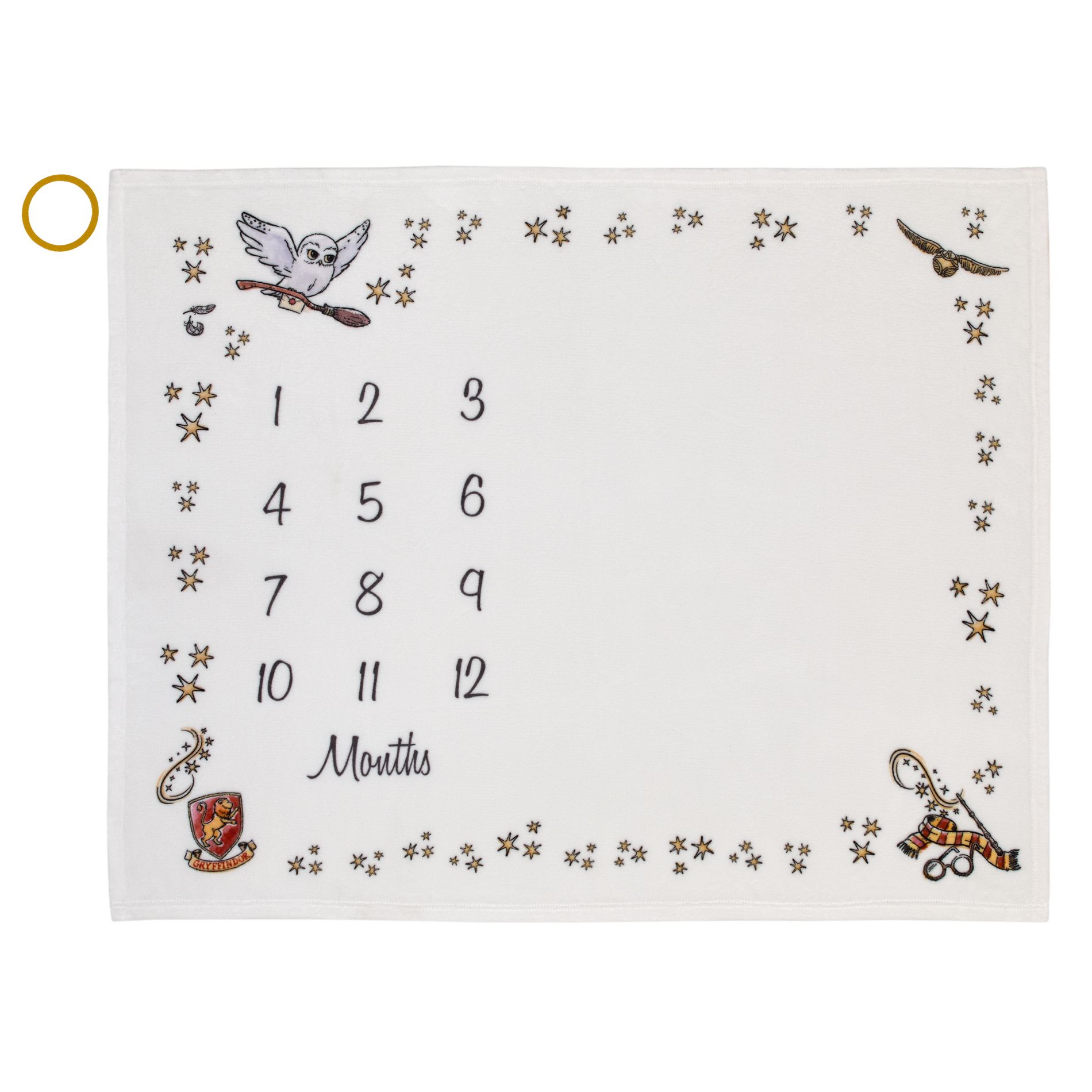 NoJo Warner Bros. Harry Potter Magical Moments White and Gold Milestone Baby Blanket