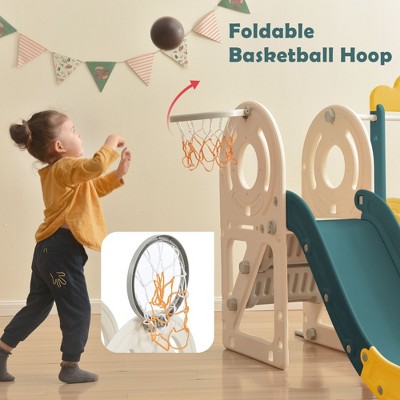 Slide Swing Set, Independent Mountaineering Swing Set with Basketball Circle, Suitable for Boys and Girls' Birthday Christmas Gifts