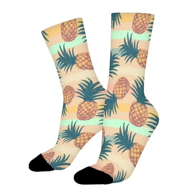 Hand Drawn Pineapple Women Printed Crew Socks Funny Funky Socks Soft Polyester Novelty Gifts for Artists Men