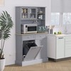 HOMCOM 68" Kitchen Pantry Cabinet with Charging Station, 2 Tilt Out Trash Cabinets and Microwave Stand, Modern Storage Cabinet - 3 of 4