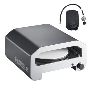 VEVOR Outdoor Pizza Oven, 16 in Propane Gas Pizza Maker, Portable Pizza-Cooker with  Electric Rotation, Thickened Pizza-Stone, Carry Bag, Black - 1 of 4