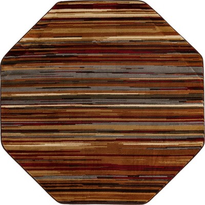 Octagon Multicolor Synthetic Stripe Indoor Area Rug