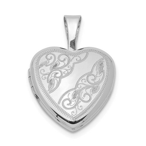 Black Bow Jewelry Sterling Silver 12mm Swirl Etched Heart Locket
