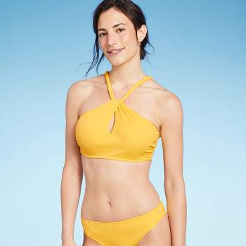 Shade & Shore Women's Lightly Lined Jacquard Textured Twist-Front Bikini  Top - (38DD, Desert Tan Animal Print) 