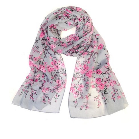 Wrapables Lightweight Floral Spring Chiffon Scarf, Floral Gray - image 1 of 4